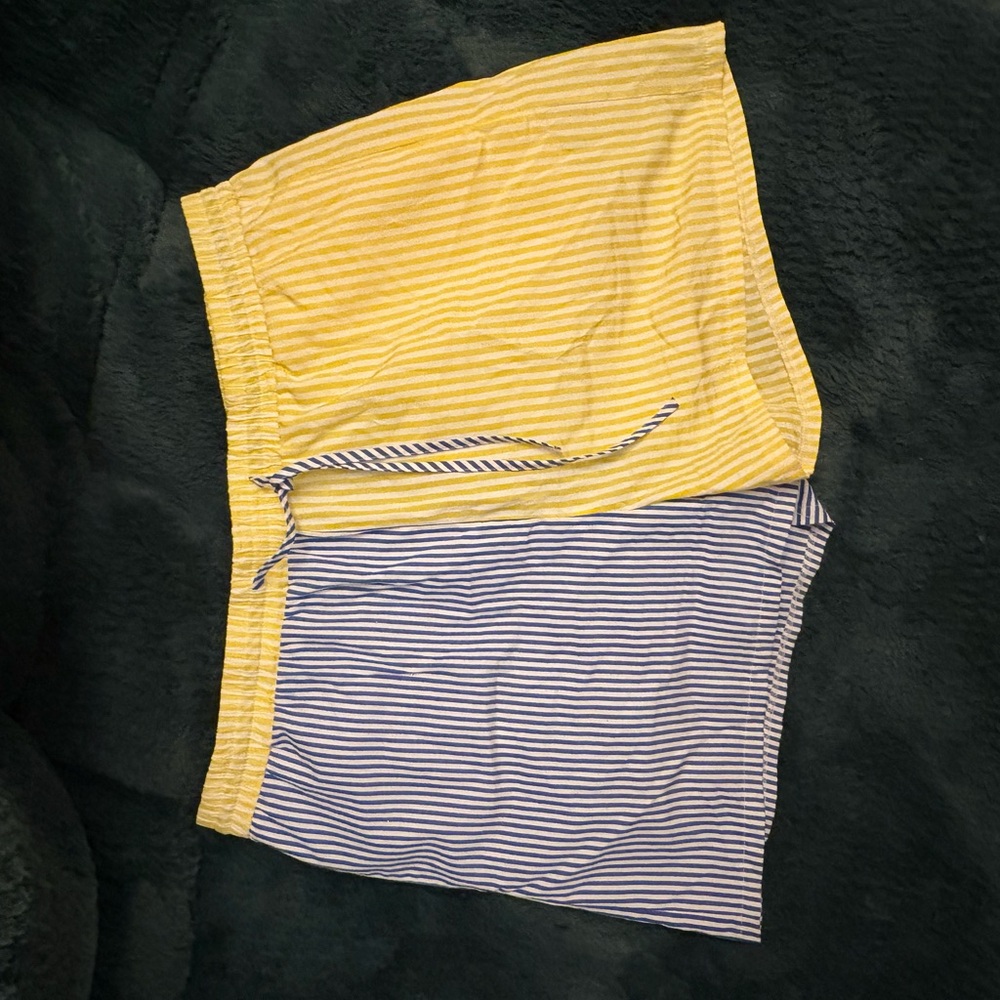 Striped Yellow and Blue Women's Shorts